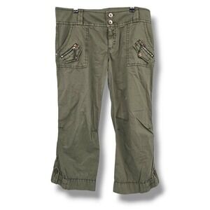Sanctuary Olive Green Capri Pants Zipper Pockets Casual Cropped‎ Size 32